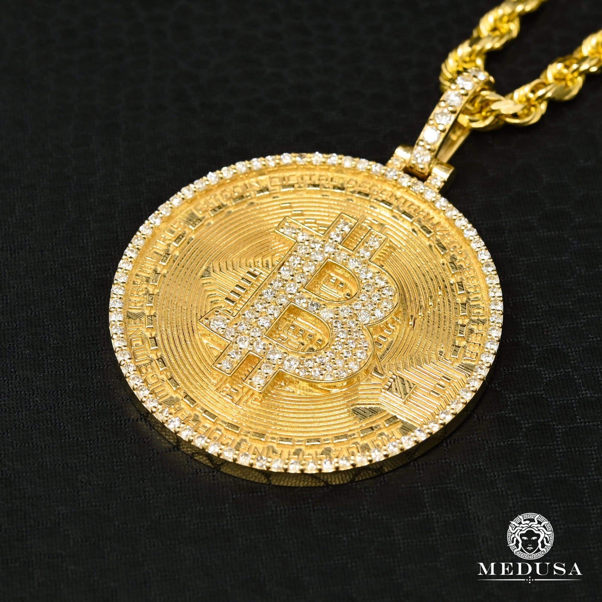 Pendentif à Diamants en Or 10K | Pendentif Divers Bitcoin D2 - Diamant 25mm / Or Jaune