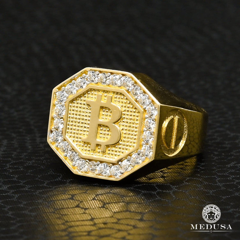 Bague en Or 10K | Bague Homme Bitcoin H1 Or Jaune