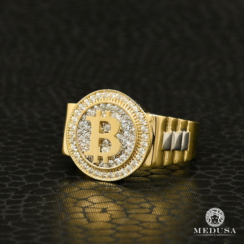 Bague en Or 10K | Bague Homme Bitcoin H2 Or Jaune