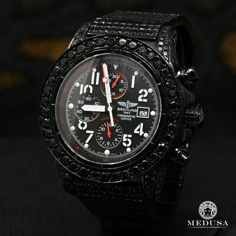 Montre Breitling | Montre Homme Breitling Super Avenger - Black Iced Out Or Noir