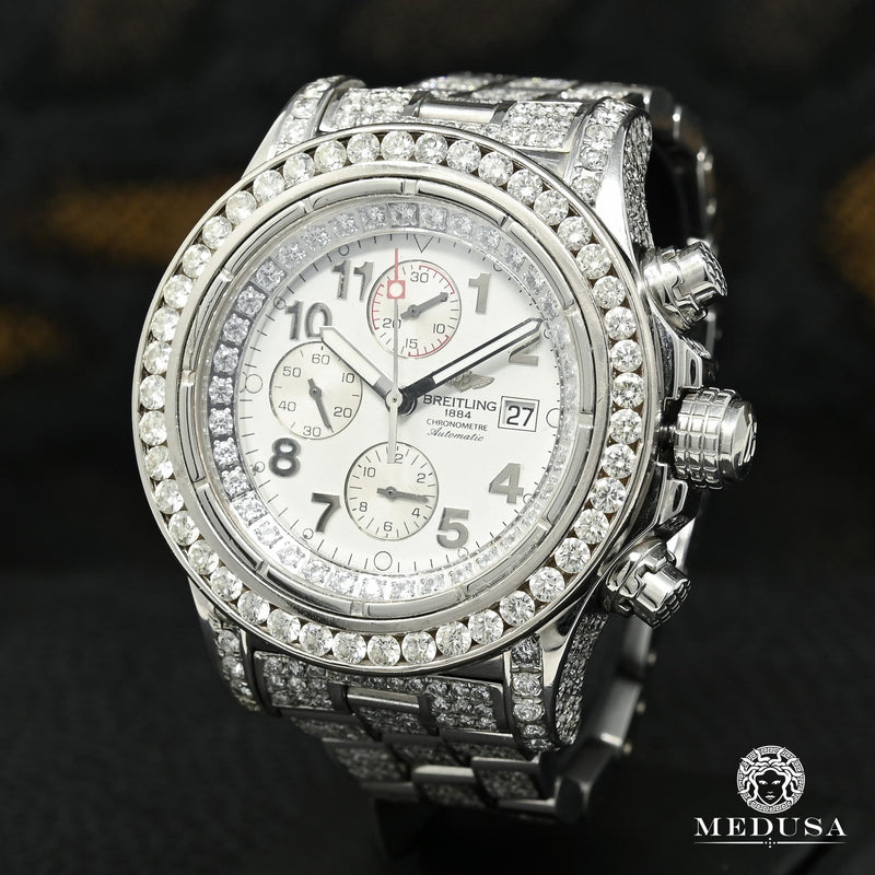 Montre Breitling | Montre Homme Breitling Super Avenger - Iced Out Stainless