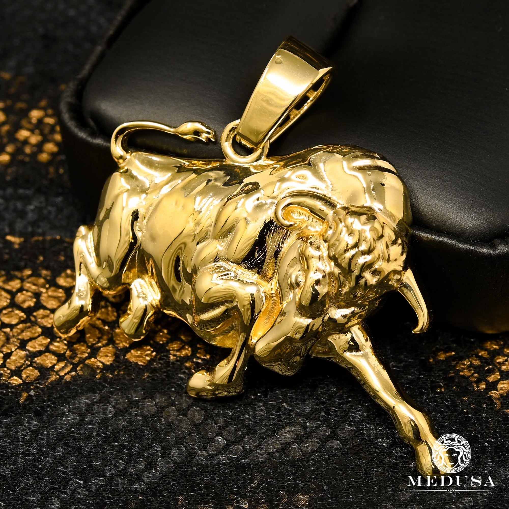 Pendentif en Or 10K | Pendentif Divers Bull X2 Or Jaune