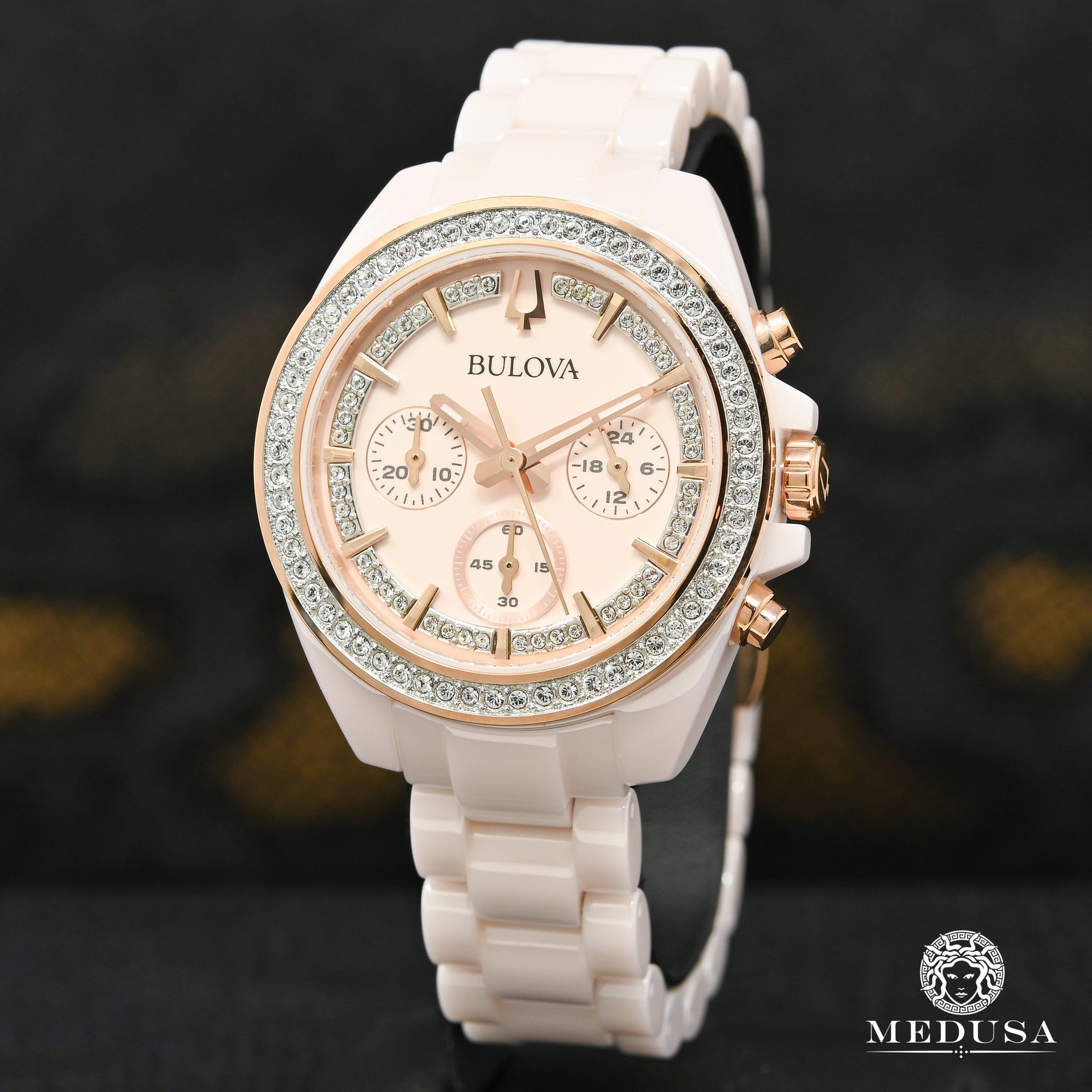 Montre Bulova | Montre Femme Bulova Ceramic - 98L282 Swarovski / Or Rose