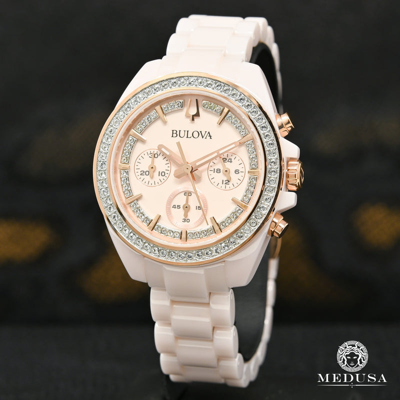 Montre Bulova | Montre Femme Bulova Ceramic - 98L282 Swarovski / Or Rose