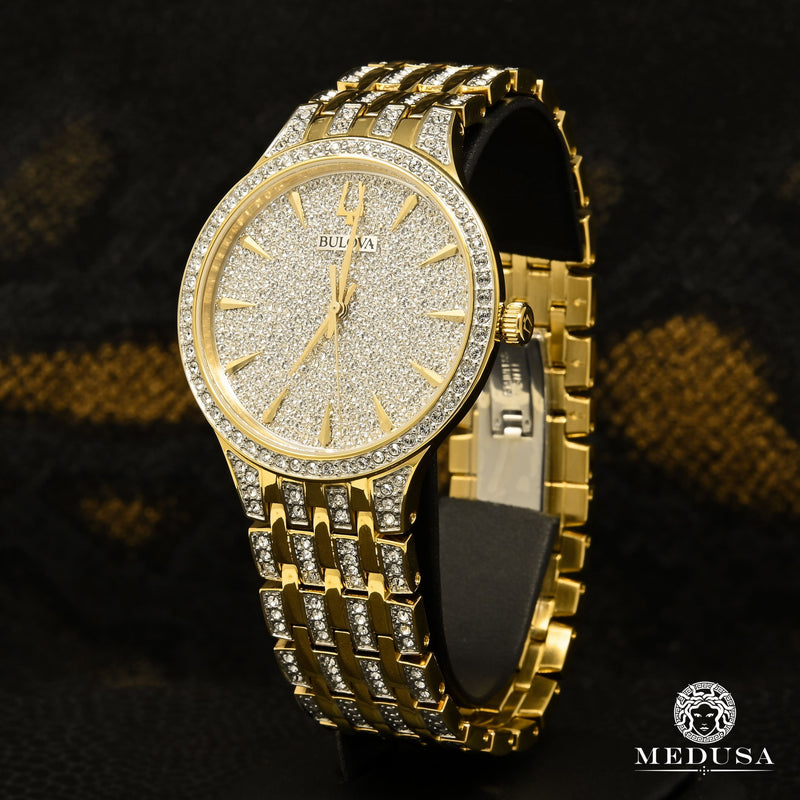 Montre Bulova | Montre Homme Bulova Cristal - 98A229 Swarovski / Or Jaune