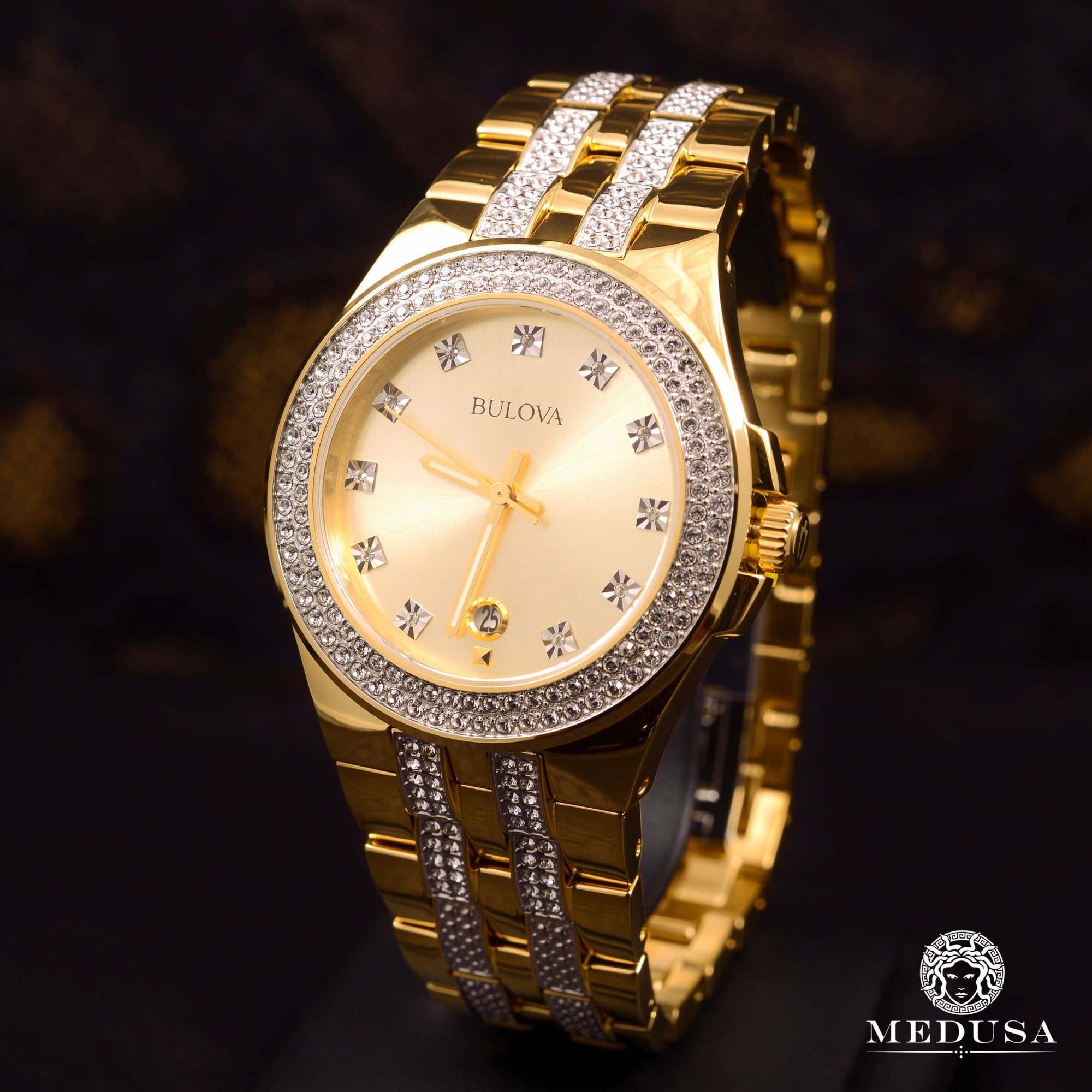 Montre Bulova | Montre Homme Bulova Cristal - 98B174 Swarovski / Or Jaune