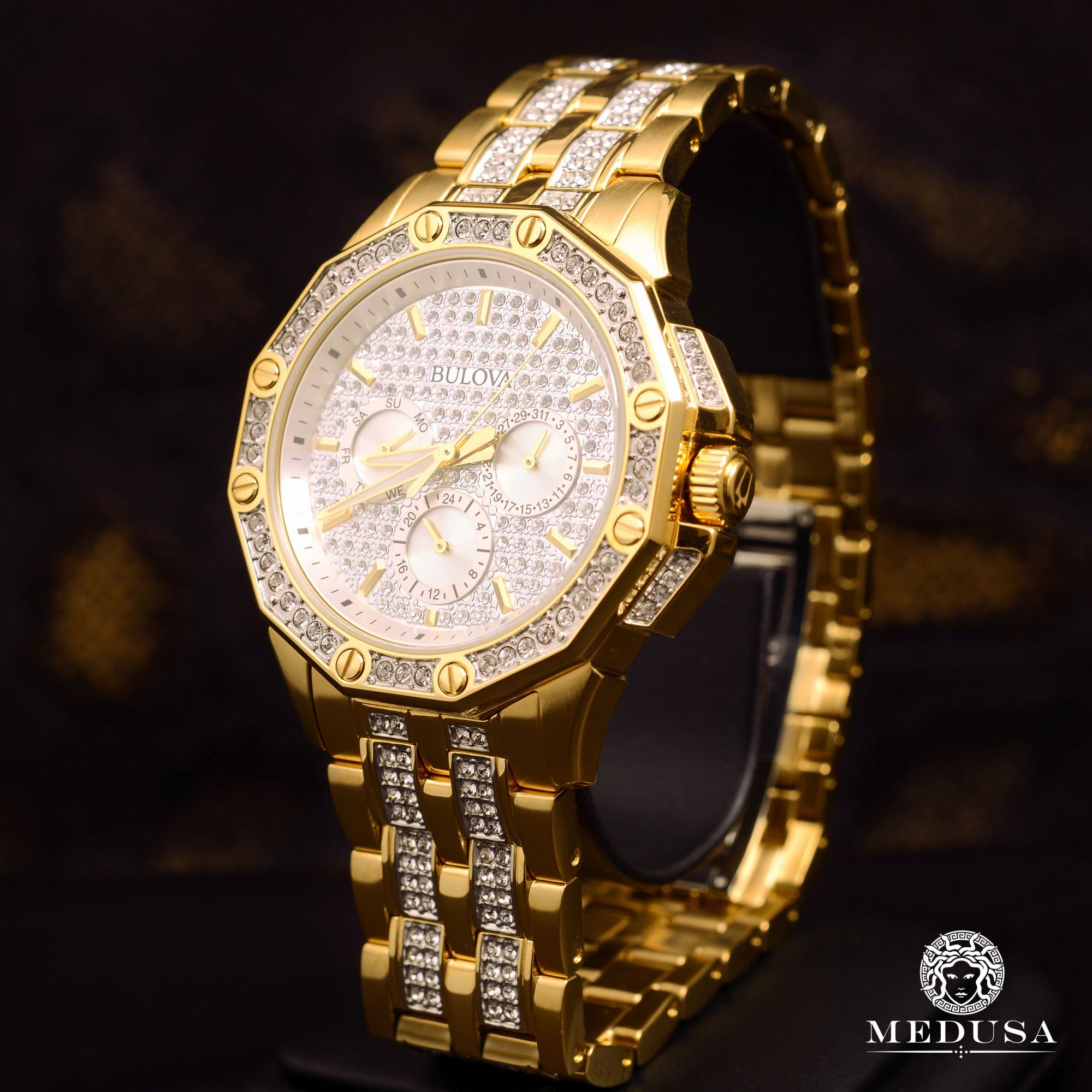 Montre Bulova | Montre Homme Bulova Cristal - 98C126 Swarovski / Or Jaune