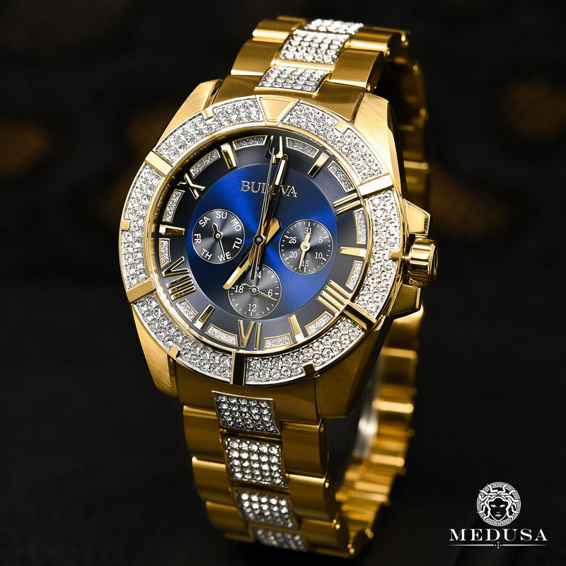 Montre Bulova | Montre Homme Bulova Cristal - 98C128 Swarovski / Or Jaune