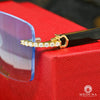 Lunette Cartier | Lunette Homme Cartier Black Horn | Gold &amp; Blue Or Jaune