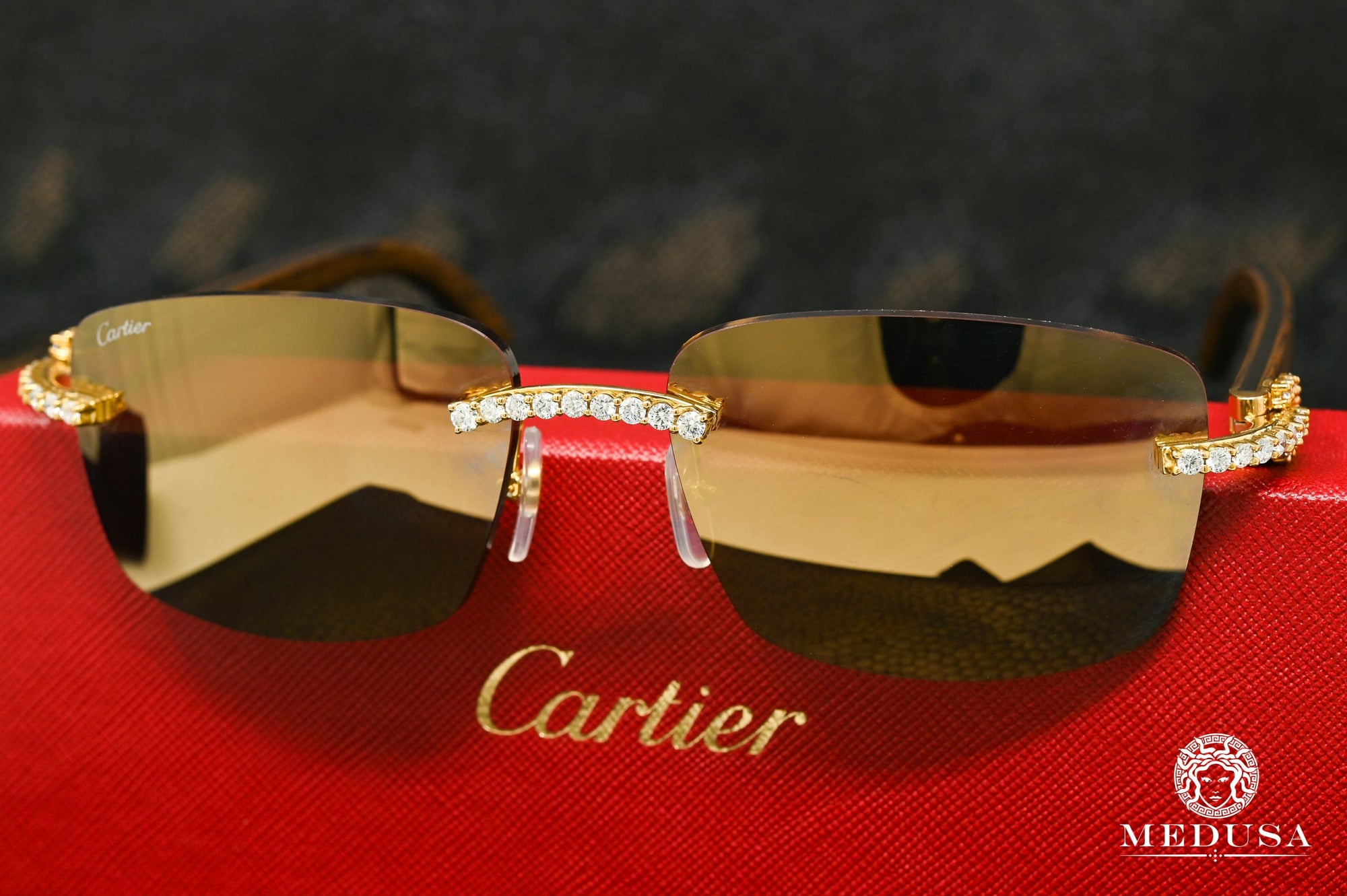 Lunette Cartier | Lunette Homme Cartier Signature C | Gold & Black Or Jaune