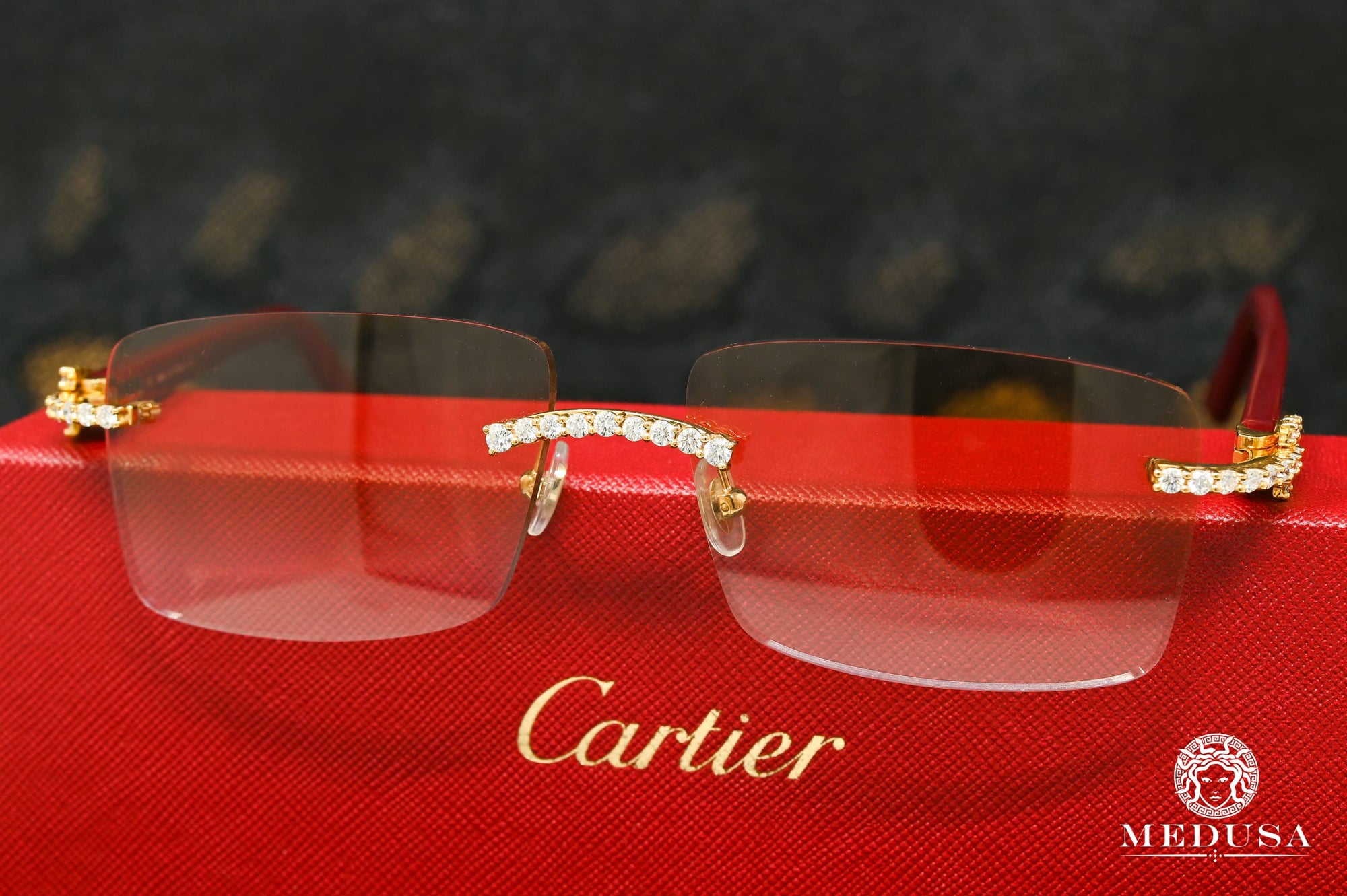 Lunette Cartier | Lunette Homme Cartier Signature C | Gold & Burgundy Or Jaune