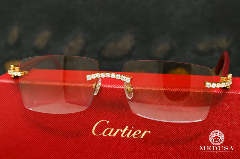 Lunette Cartier | Lunette Homme Cartier Signature C | Gold &amp; Burgundy Or Jaune