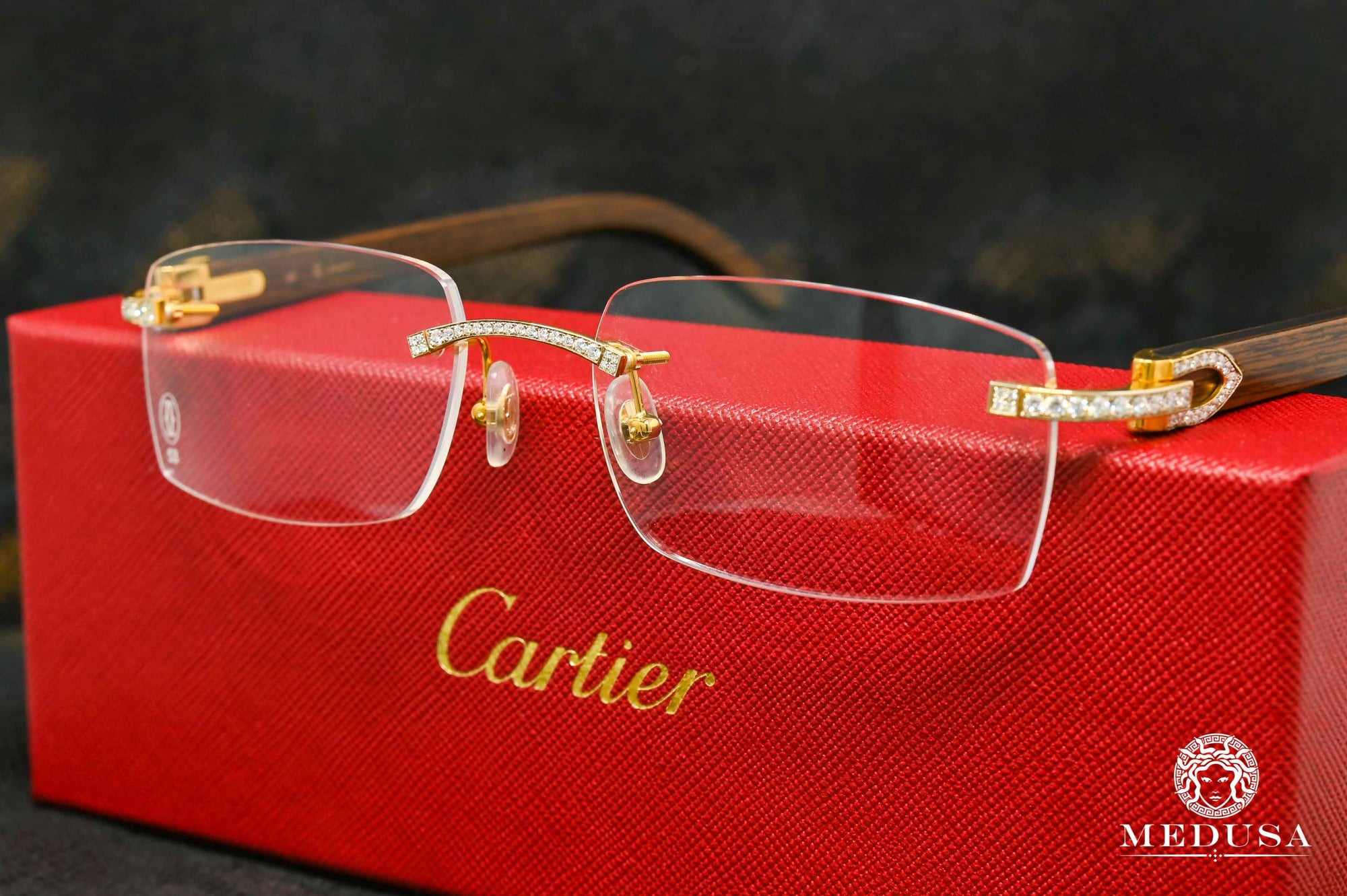 Lunette Cartier | Lunette Homme Cartier Signature C | Gold & Wood Or Jaune