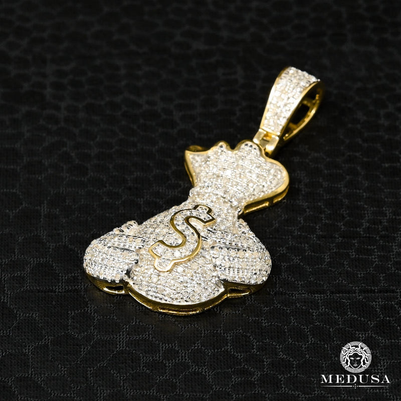 Pendentif à Diamants en Or 10K | Pendentif Divers Cash D2 - Diamant Or 2 Tons