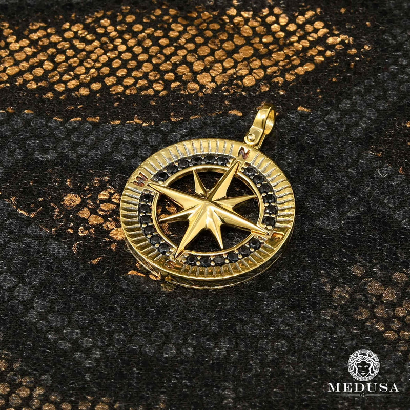 Pendentif en Or 10K | Pendentif Divers Compass X1 Or Jaune