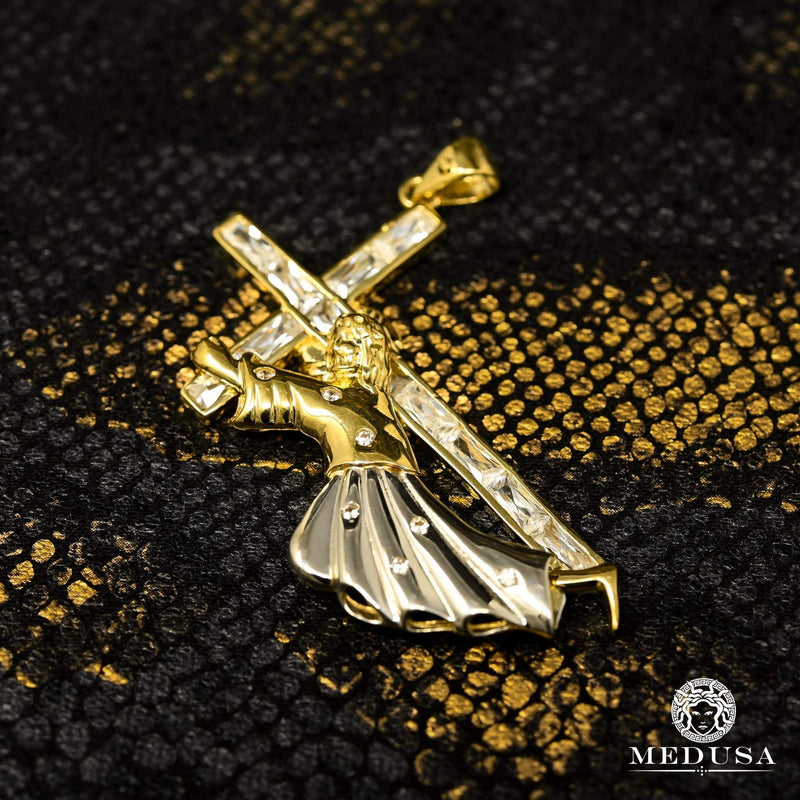 Pendentif en Or 10K | Pendentif Croix Crucifix X10 Or Jaune