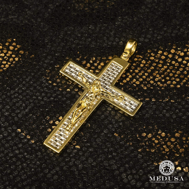 Pendentif en Or 10K | Pendentif Croix Crucifix X11 Or 2 Tons