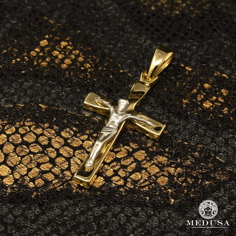 Pendentif en Or 10K | Pendentif Croix Crucifix X15 Or 2 Tons