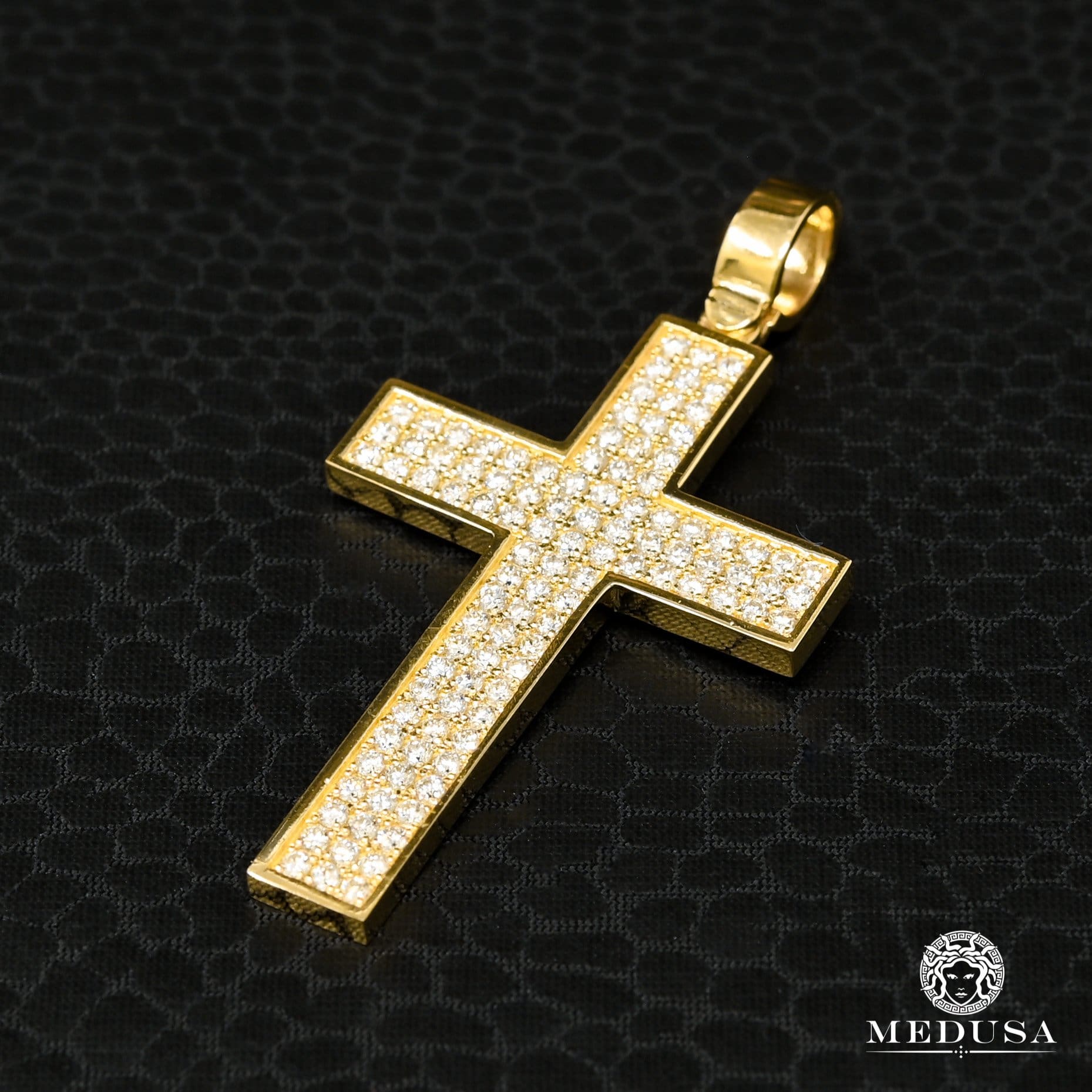 Pendentif à Diamants en Or 10K | Pendentif Croix Crystal D16 - Diamant Or Jaune