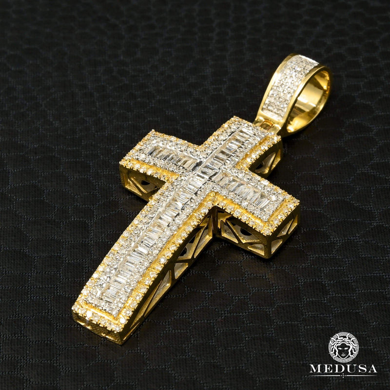 Pendentif à Diamants en Or 14K | Pendentif Croix Crystal D5 - Diamant Or Jaune