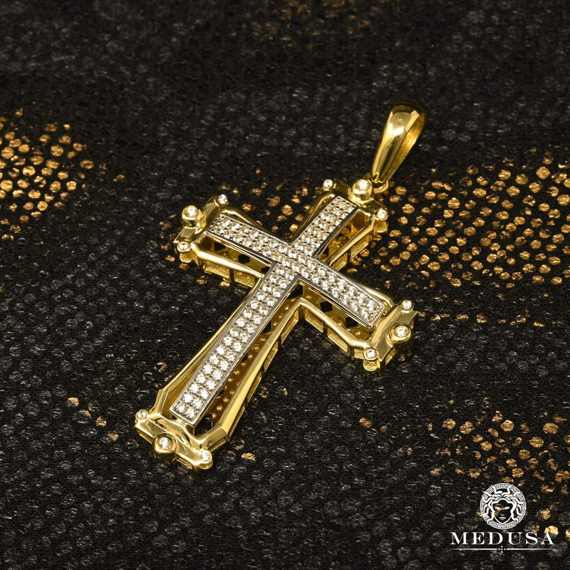 Pendentif en Or 10K | Pendentif Croix Crystal X16 Or 2 Tons