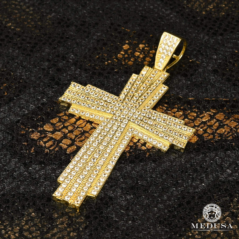 Pendentif en Or 10K | Pendentif Croix Crystal X22 Or Jaune