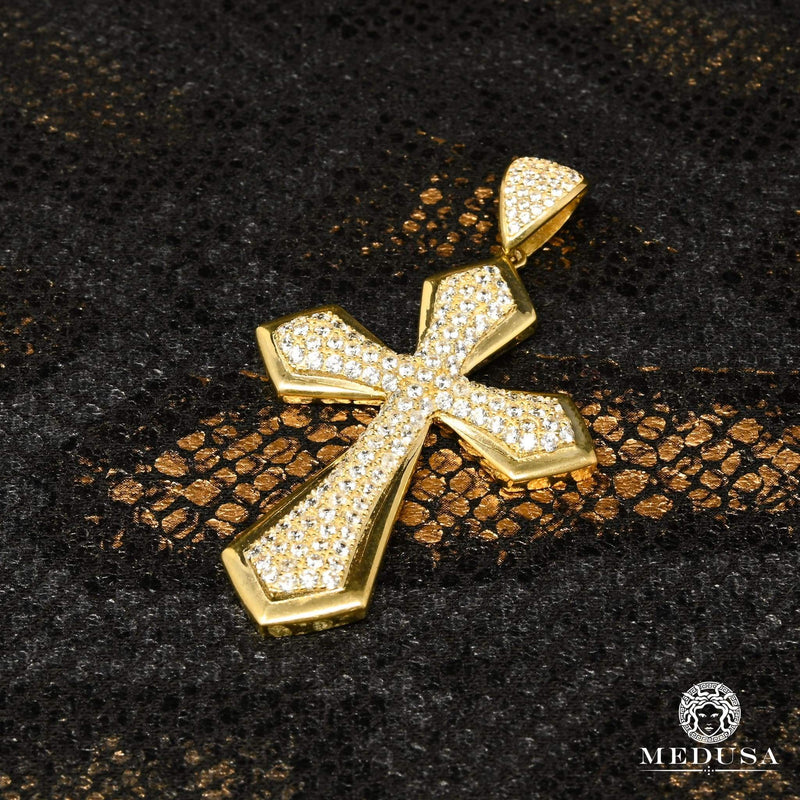 Pendentif en Or 10K | Pendentif Croix Crystal X24 Or Jaune