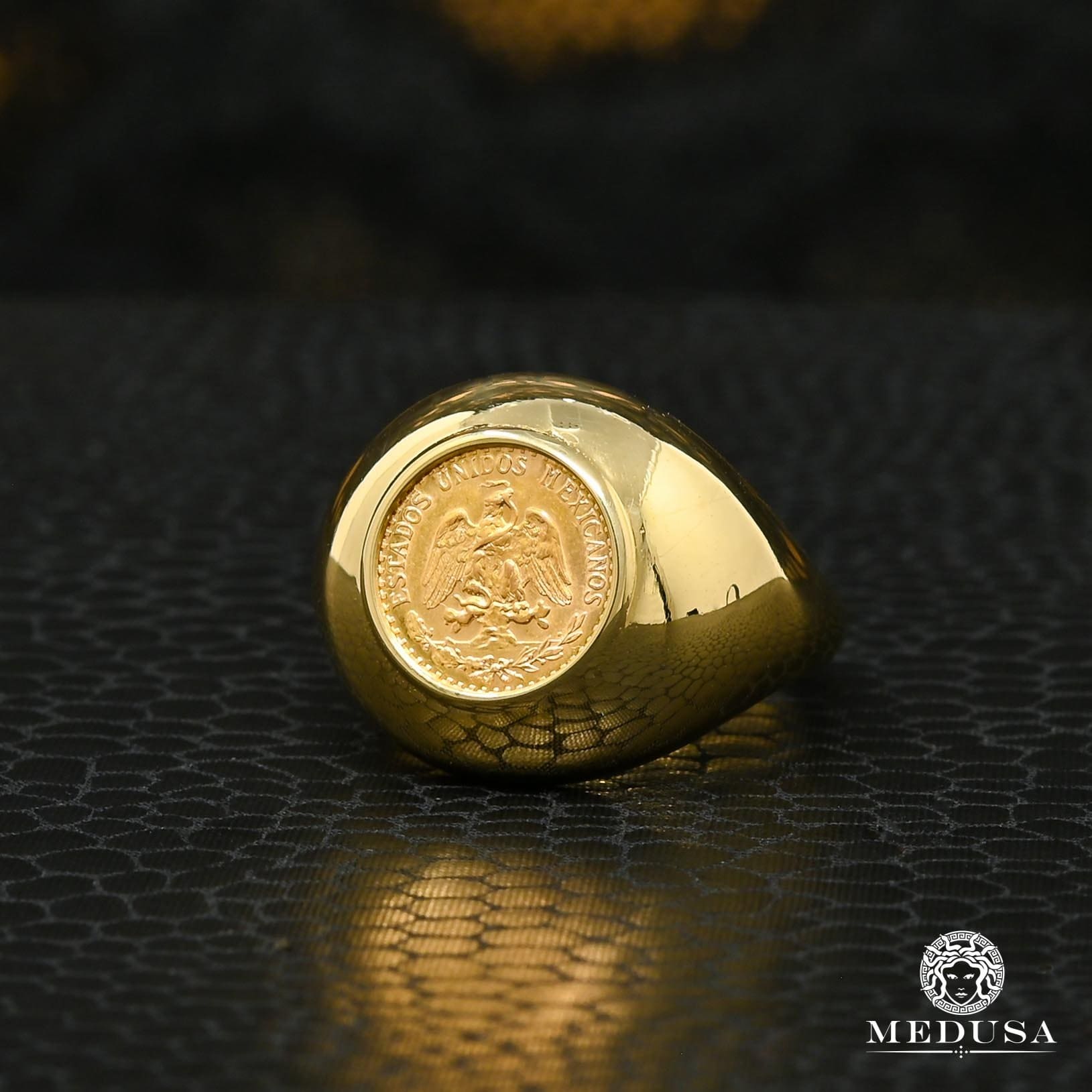 Bague en Or 10K | Bague Homme Dos Pesos Coin 22K - XL Or Jaune