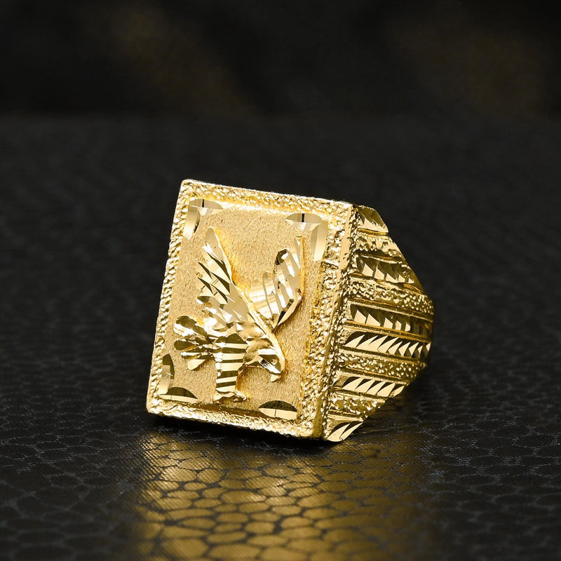 Bague en Or 10K | Bague Homme Eagle H4 Or Jaune