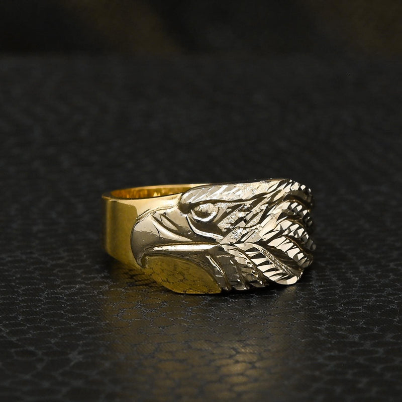 Bague en Or 10K | Bague Homme Eagle H5 Or 2 Tons