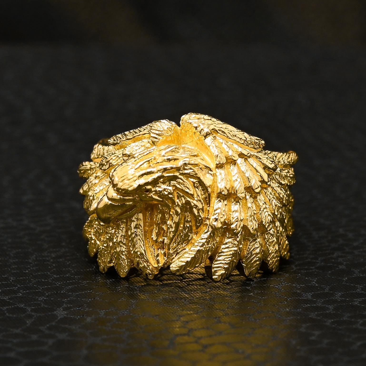 Bague en Or 10K | Bague Homme Eagle H6 Or Jaune