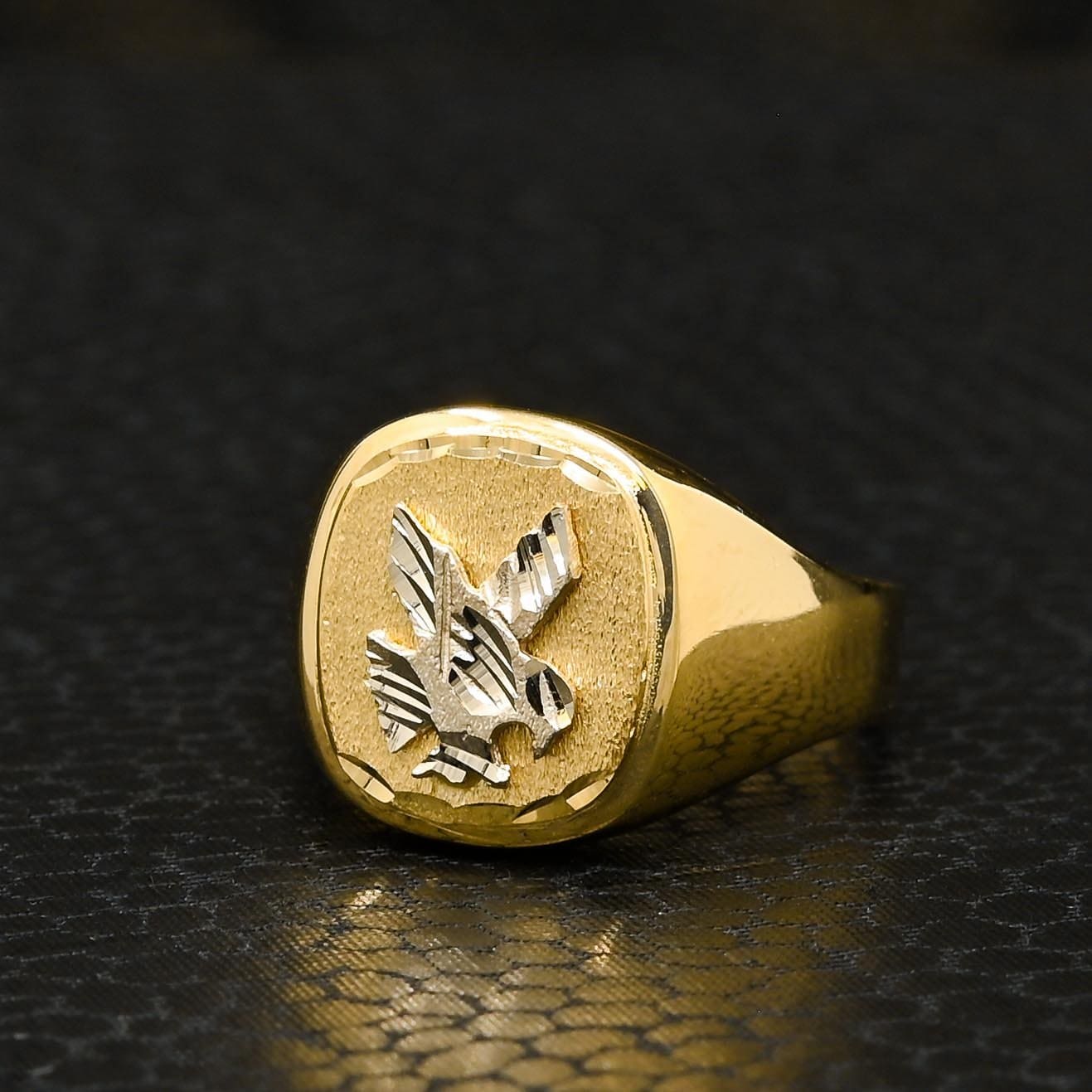 Bague en Or 10K | Bague Homme Eagle H7 Or 2 Tons