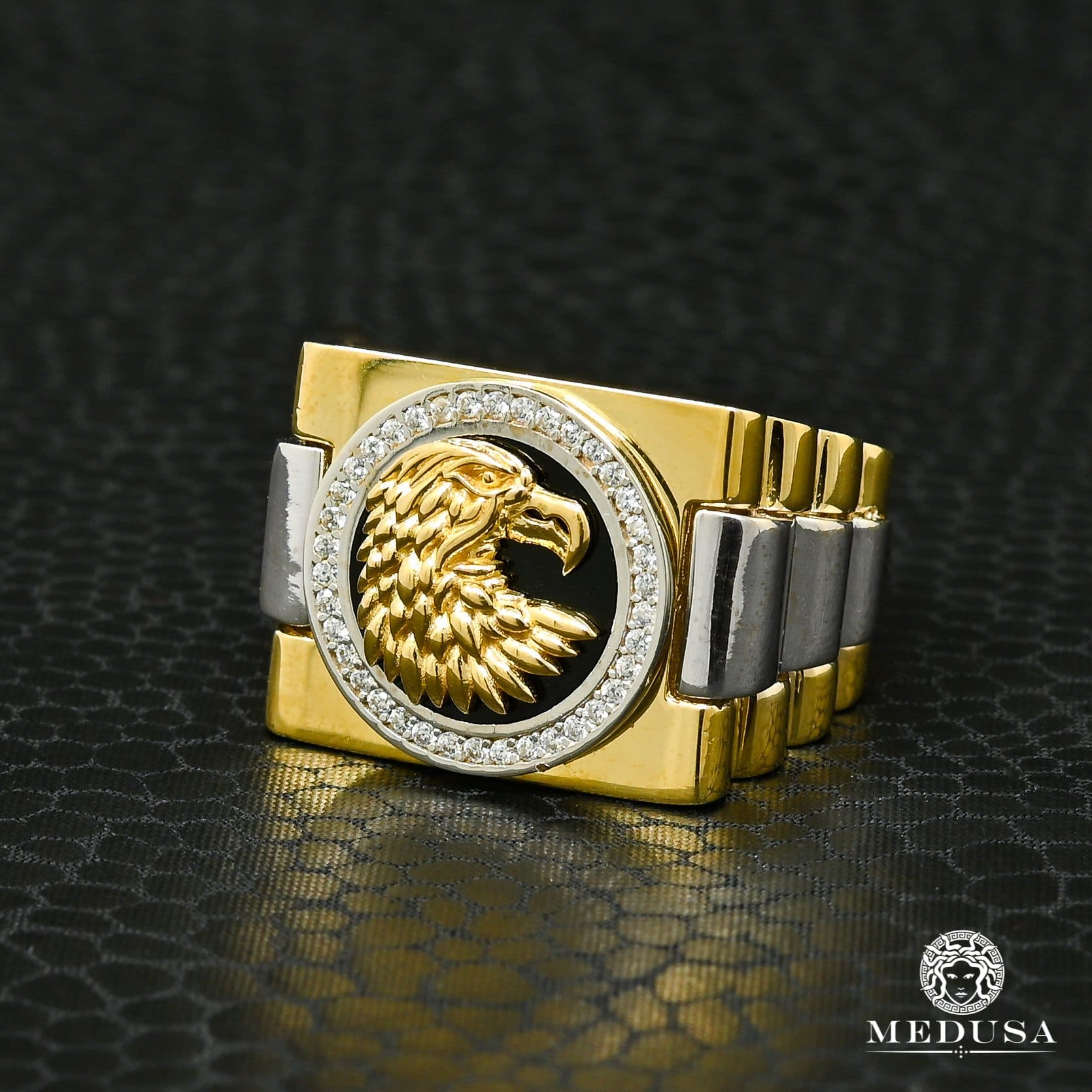 Bague en Or 10K | Bague Homme Eagle H8 Or 2 Tons