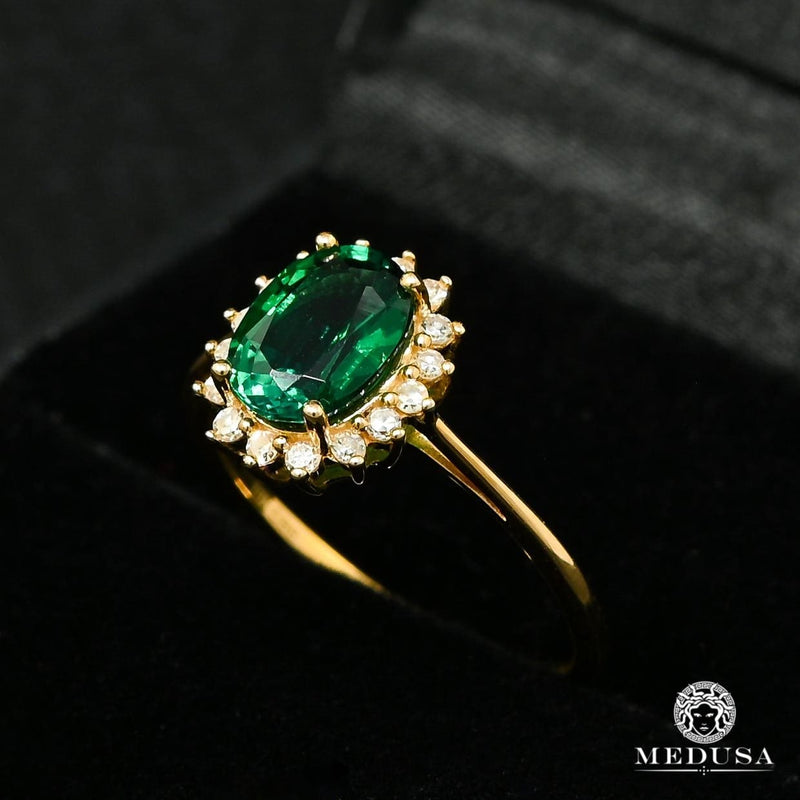 Bague à Diamants en Or 10K | Bague Femme Emerald D1 - Diamant Or Jaune