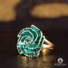 Bague en Or 10K | Bague Femme Flower F9 Turquoise / Or Jaune