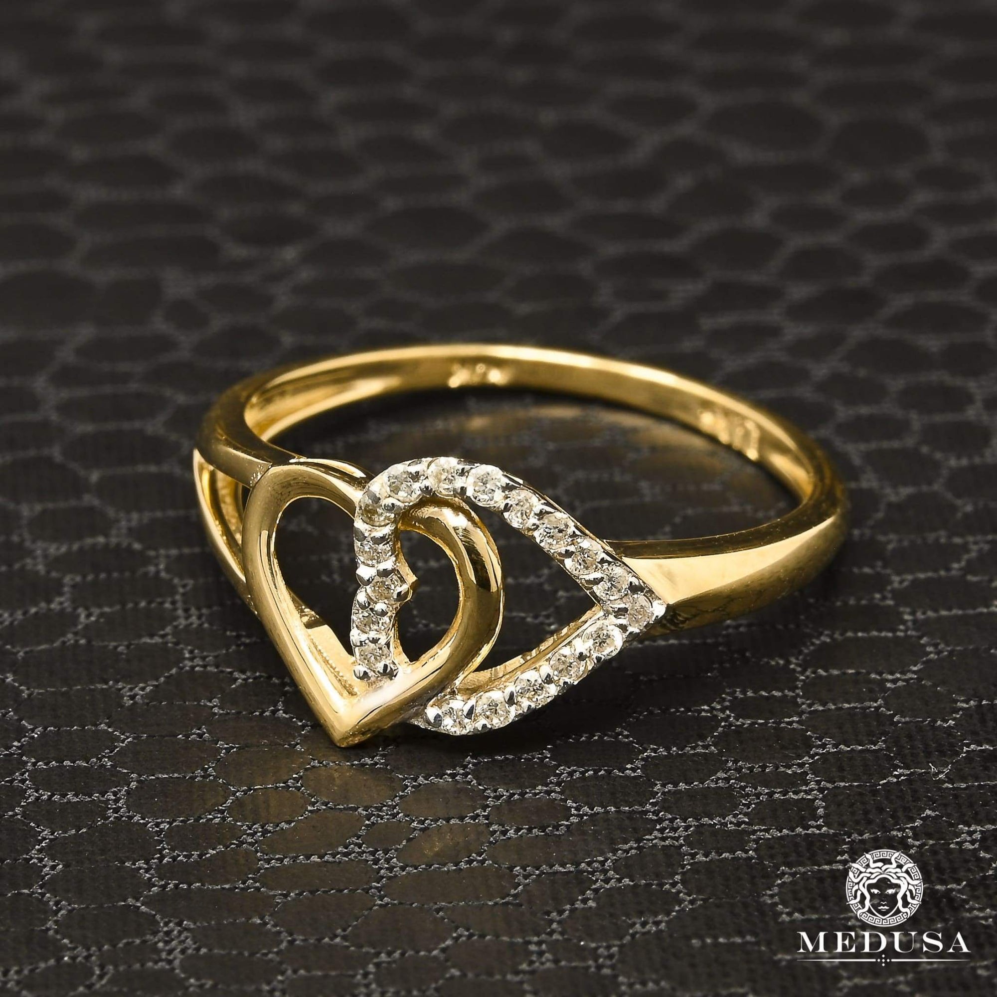 Bague à Diamants en Or 14K | Bague Femme Heart D3 - Diamant 10PT / Or Jaune