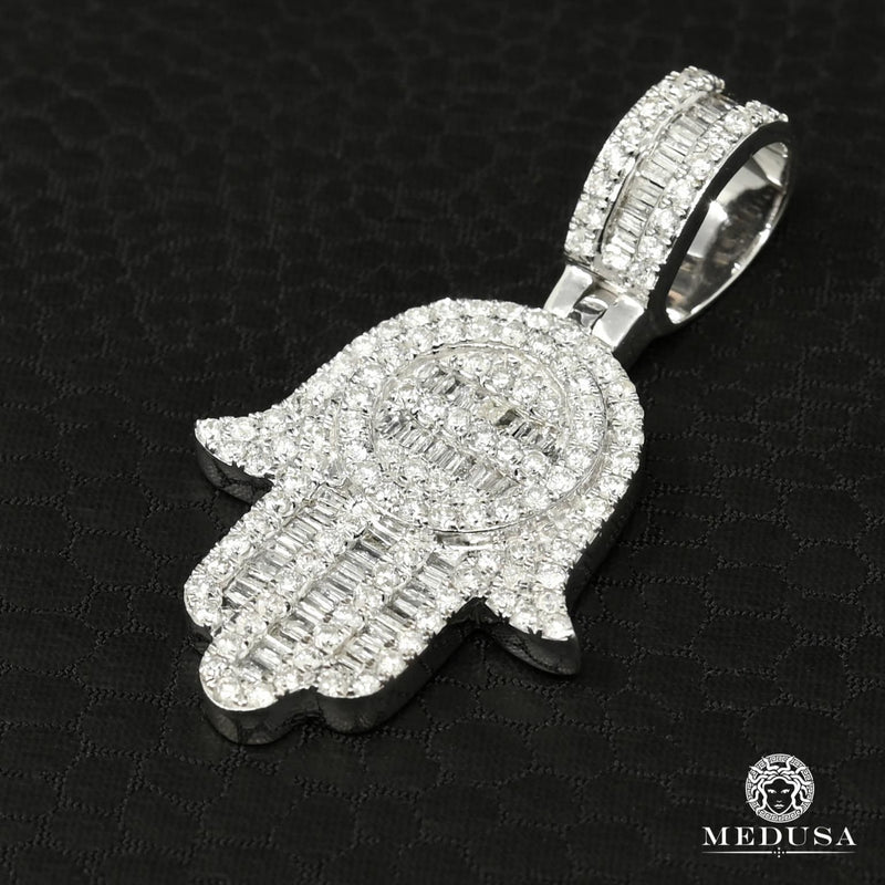 Pendentif à Diamants en Or 14K | Pendentif Divers Khamsa D2 - Diamant Or Blanc