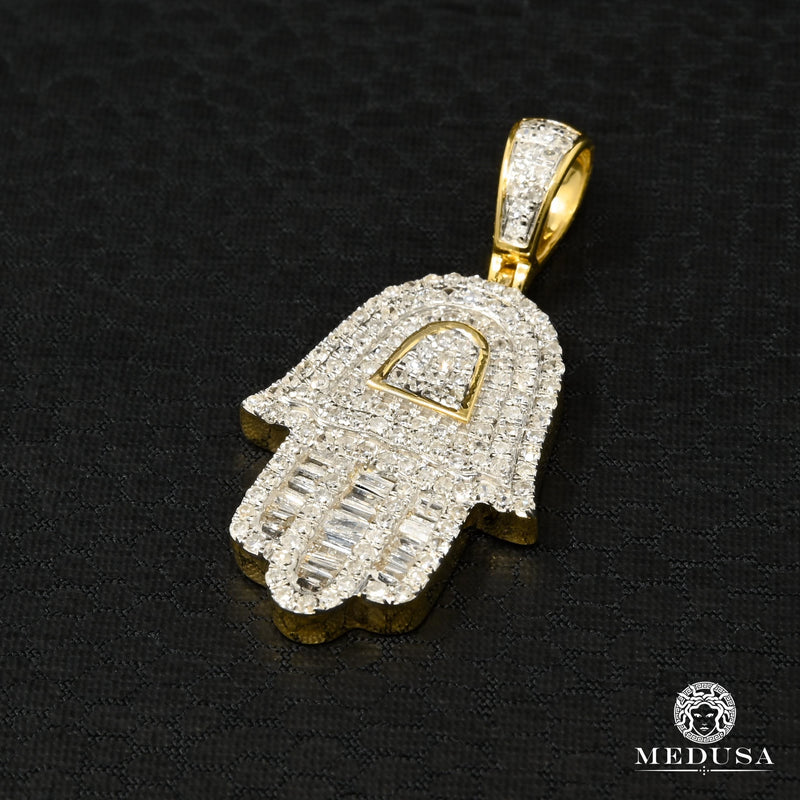 Pendentif à Diamants en Or 14K | Pendentif Divers Khamsa D3 - Diamant Or Jaune