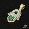 Pendentif à Diamants en Or 14K | Pendentif Divers Khamsa D8 - Diamant Vert / Or Jaune