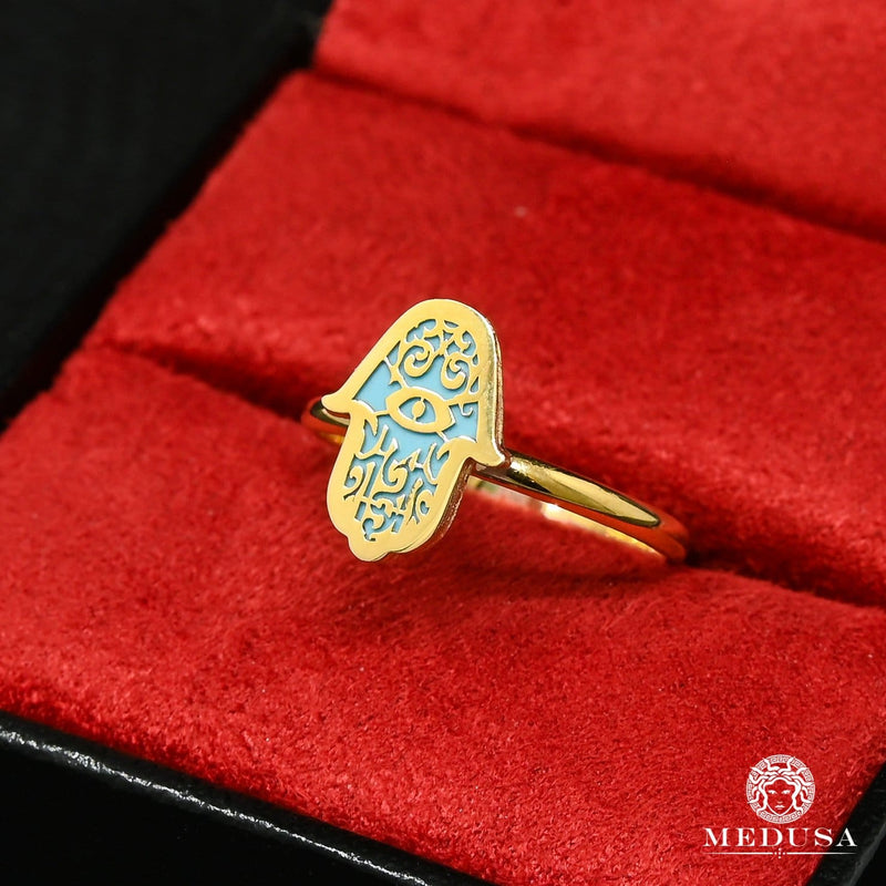 Bague en Or 10K | Bague Femme Khamsa F4 Or Jaune