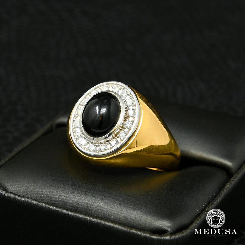 Bague à Diamants en Or 10K | Bague Homme Mirror D4 - Onyx 10K / Or Jaune