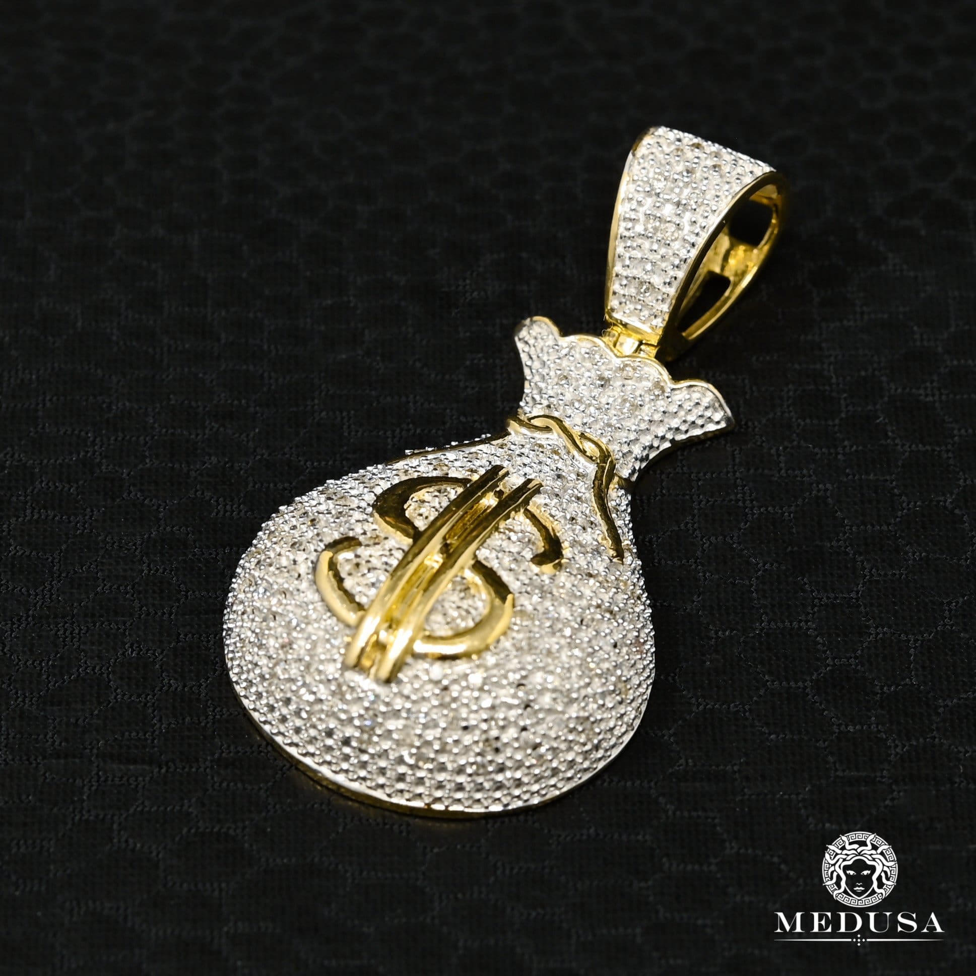 Pendentif à Diamants en Or 10K | Pendentif Divers Money D2 - Diamant Or 2 Tons