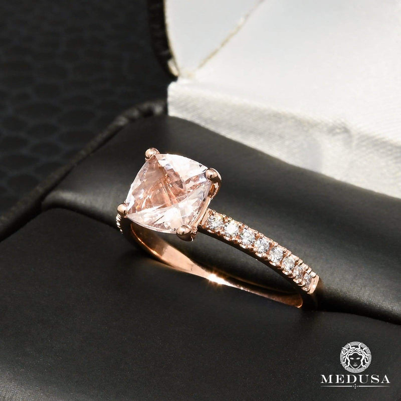 Bague à Diamants en Or 14K | Bague Femme Morganite D1 - Diamant Or Rose