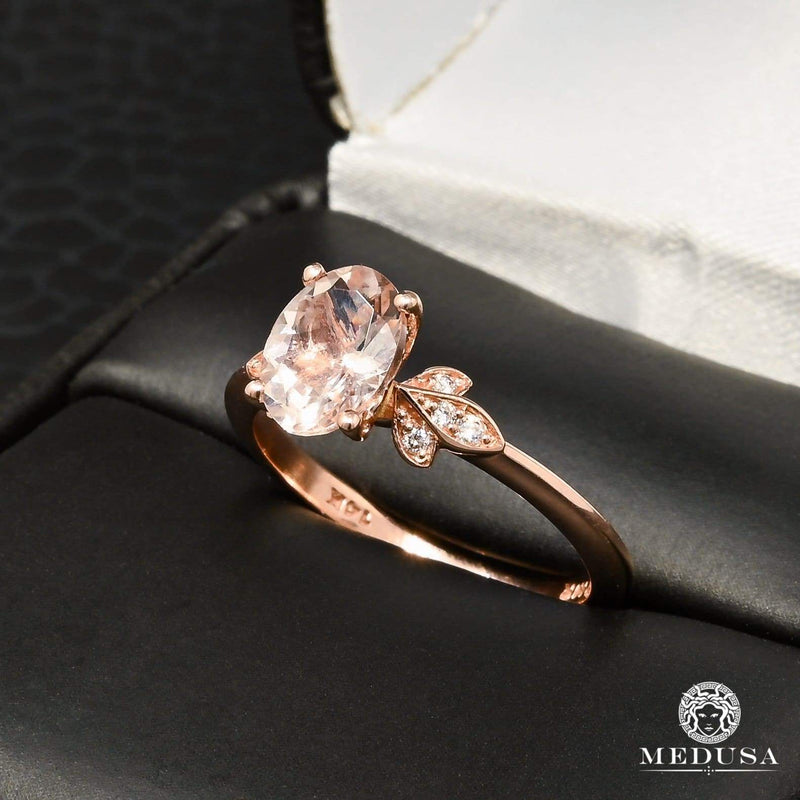 Bague à Diamants en Or 14K | Bague Femme Morganite D2 - Diamant Or Rose