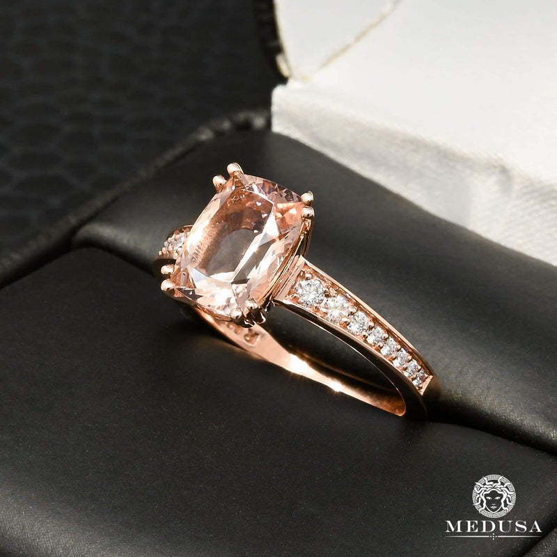 Bague à Diamants en Or 14K | Bague Femme Morganite D3 - Diamant Or Rose