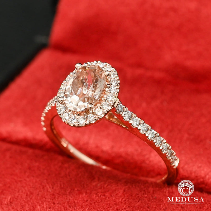 Bague à Diamants en Or 14K | Bague Femme Morganite D8 - Diamant 75PT / Or Rose