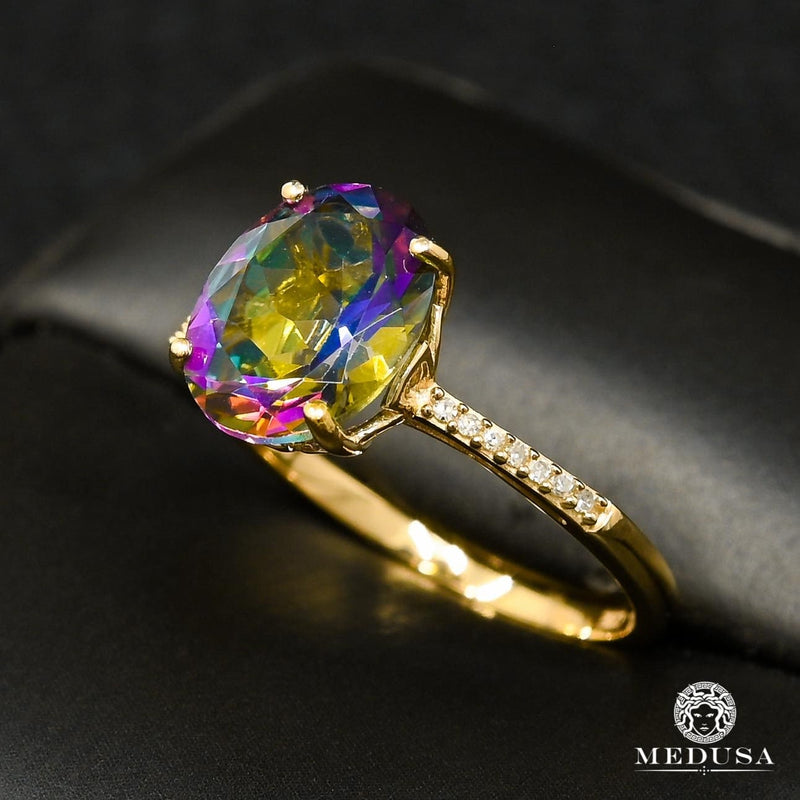 Bague à Diamants en Or 10K | Bague Femme Mystic Topaz D3 - Diamant Or Jaune