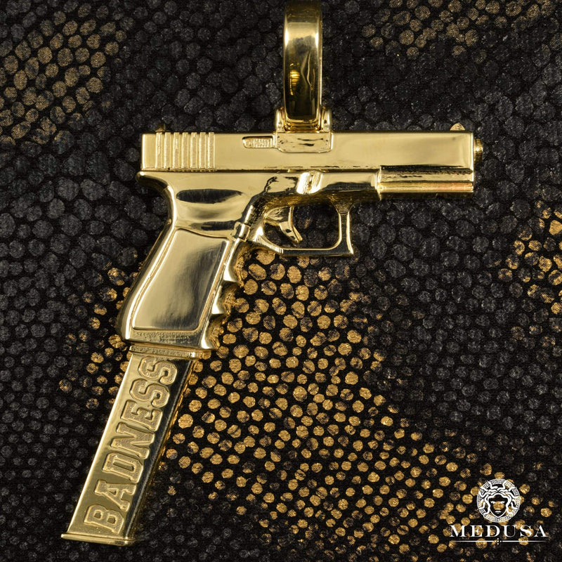 Pendentif en Or Custom | Bijoux Custom Pendentif 9mm Glock Shine Or Jaune