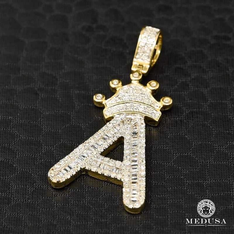 Pendentif à Diamants en Or 14K | Pendentif Divers Pendentif Lettre Diamant D2 [A à Z] Or Jaune