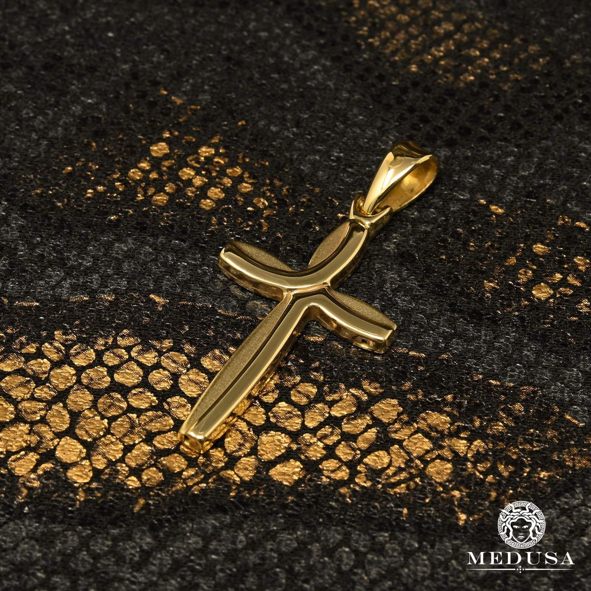 Pendentif en Or 10K | Pendentif Croix Quartz X10 Or Jaune